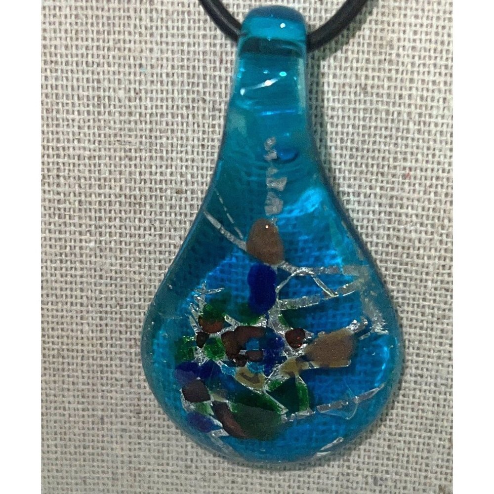 Blue Abstract Dichroic Glass --18"